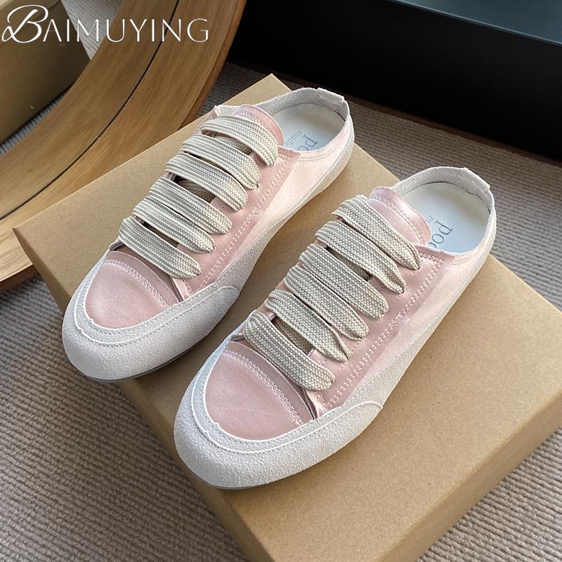Women Flats Mules Shoes Casual Sport Sandals Summer Slippers New 2025 Trend Slingback Sneakers Woman Walking Lace Up Flip Flops