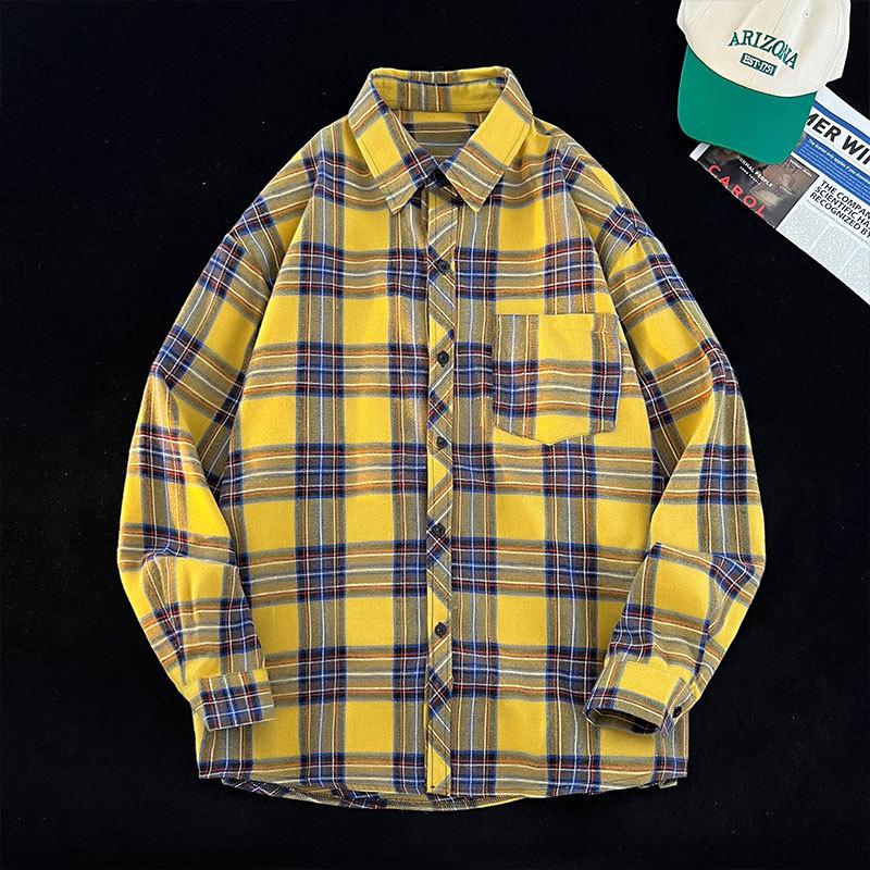 Long-sleeved Plaid Shirt Japanese Retro Loose Jacket Men and Women Shirt