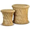 Stools Set of 2 Bamboo and Jute