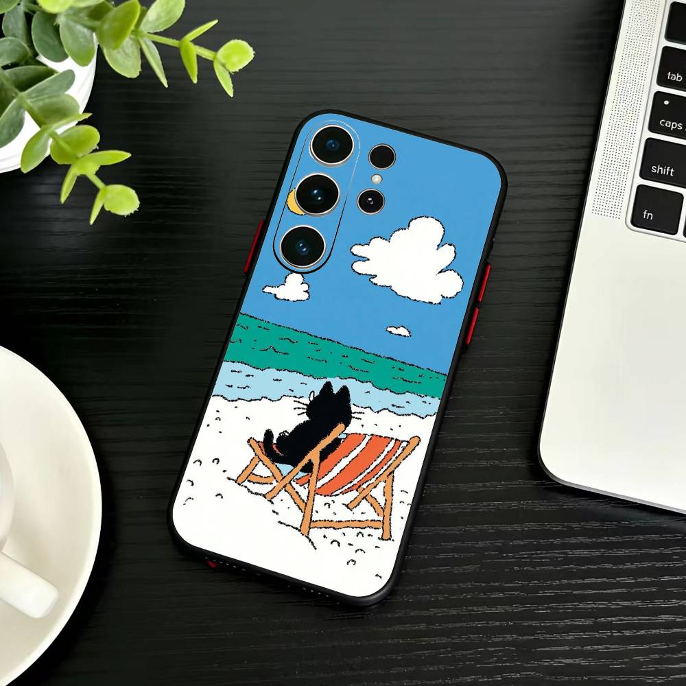 Cute Cat Funny Phone Case For Samsung S26,S25,S24,S23,S22,S21,S20,Ultra,Plus,FE Black Soft Cover