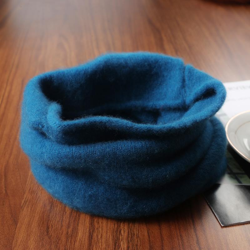 100% Pure Wool Solid Outdoor Windproof Ring Scarf Women Thick Winter Warm Scarves Head Neck Wraps Neckerchief Mask