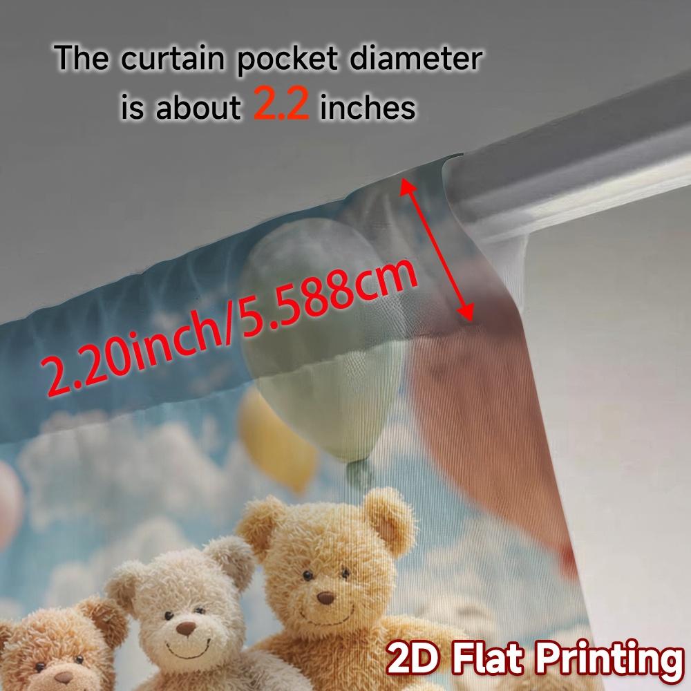 2pcs   2D FLAT PRINTING Curtains (Without Rod) Teddy Trio Chic Curtain Cloth Prints Light Filtering Curtains Thermal Insulation