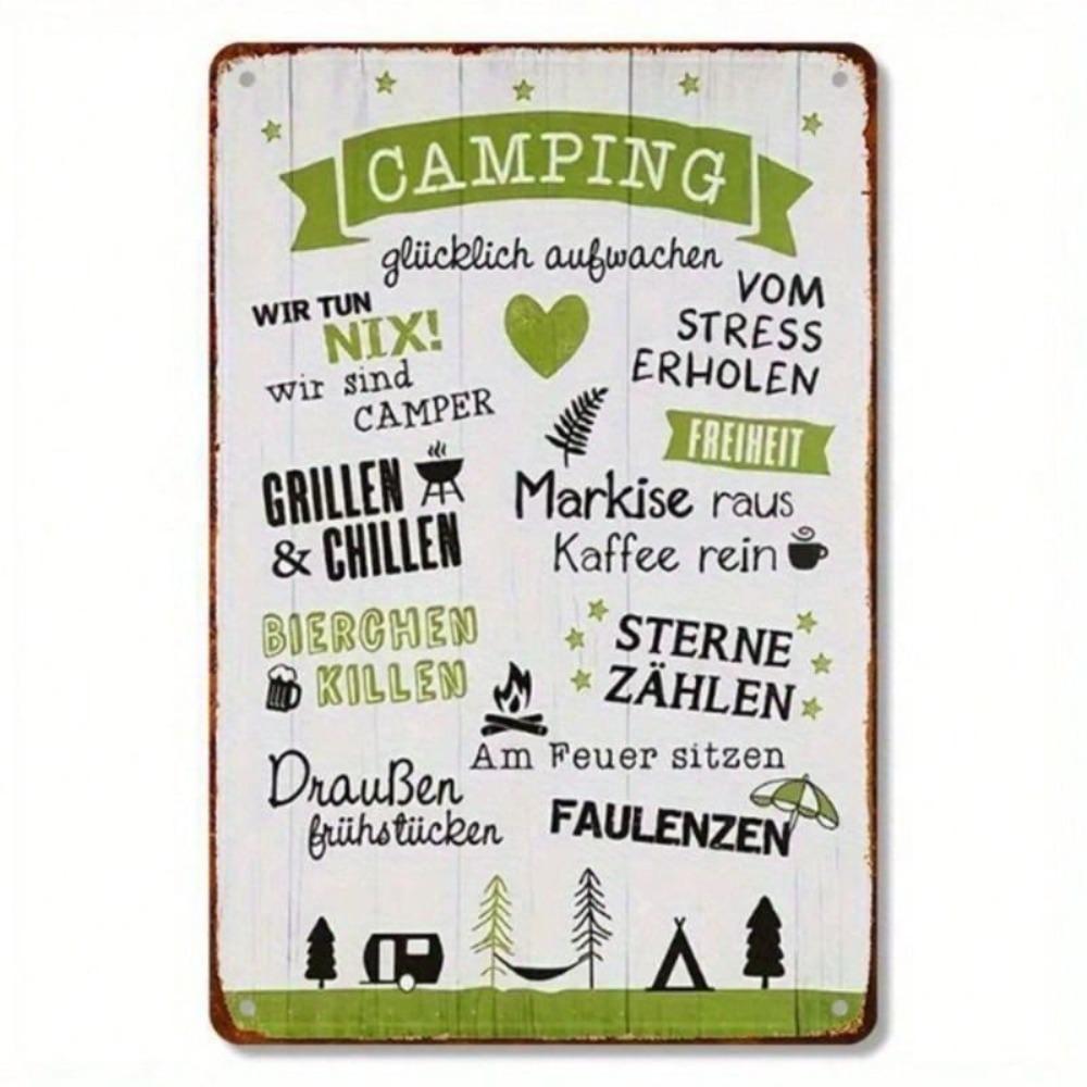Vintage Metal Poster Wall Art, Retro Camping Sign for Garage Home Decor 8x12 Inch