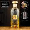Gradient Baijiu Glass Bottle: 500ml Leak-Proof, Sealed Collectible Wine Container with Gift Box Packaging (Empty).