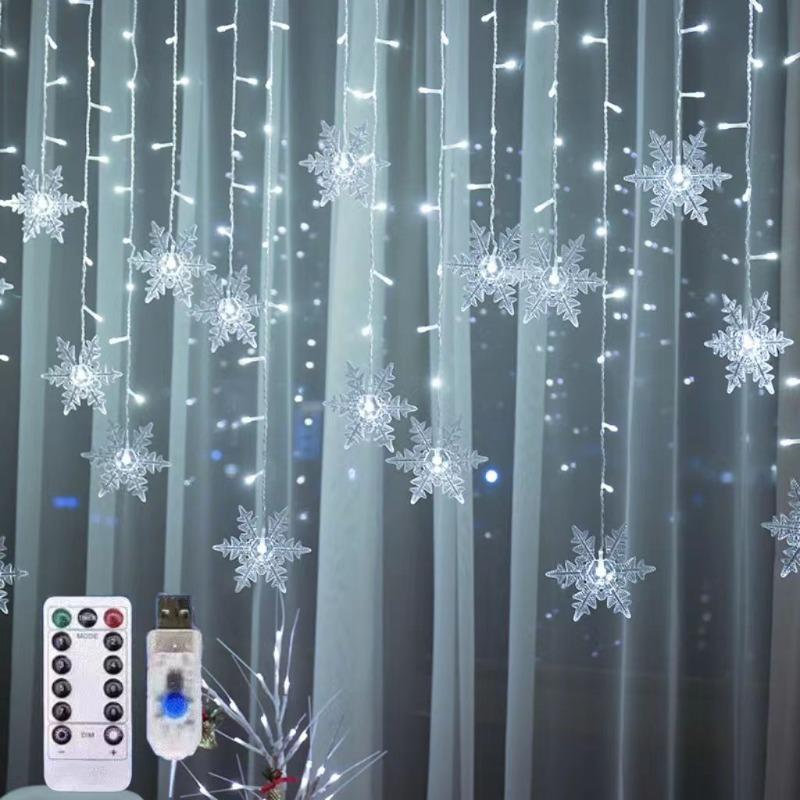 Powered Snowflake Christmas Lights for Outdoor Indoor Garden Home Xmas Party Decorations