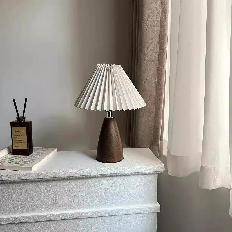 Pleated Retro LED Table Lamp Room Decoration Night Lamp USB For Home Living Bedroom Bedside Decorative Simple Desk Lighting