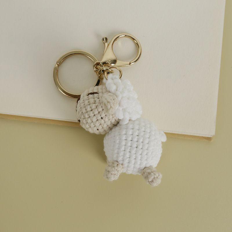 Schattige Schapen Serie Haak Sleutelhangers Handgemaakt Breien Alpaca Poppetje Sleutelhanger Voor Tas Hanger Gebreide Sleutelhangers Op Maat Gemaakte Accessoires gray