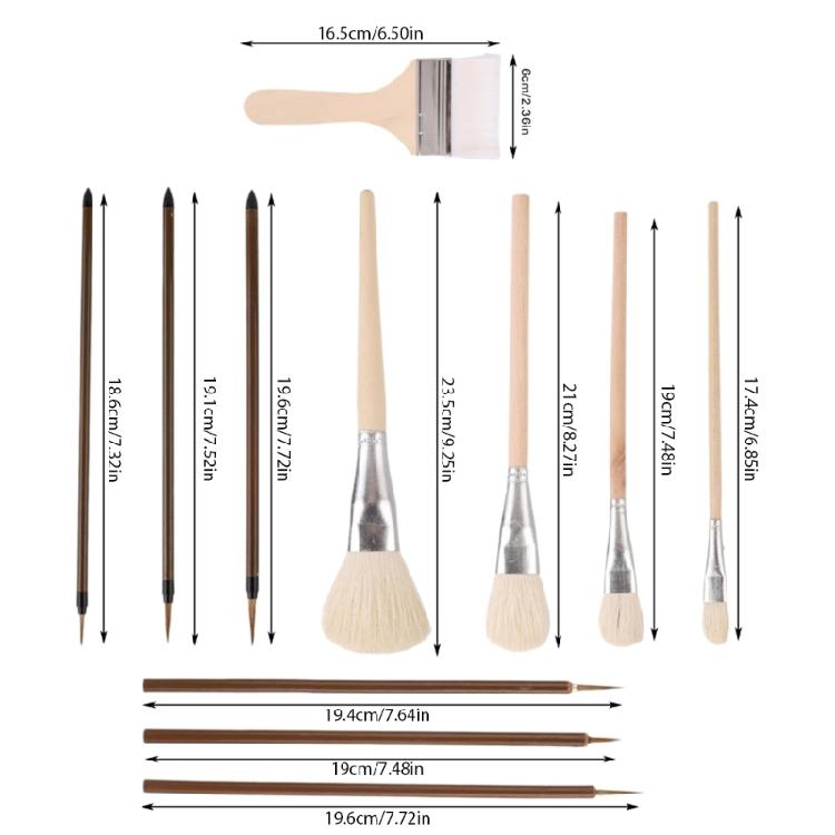 11 Pcs Paint Brushes Set Watercolour Painting Brushes Ceramic Paint Brushes Art Paintbrush Set Drawing Supplies
