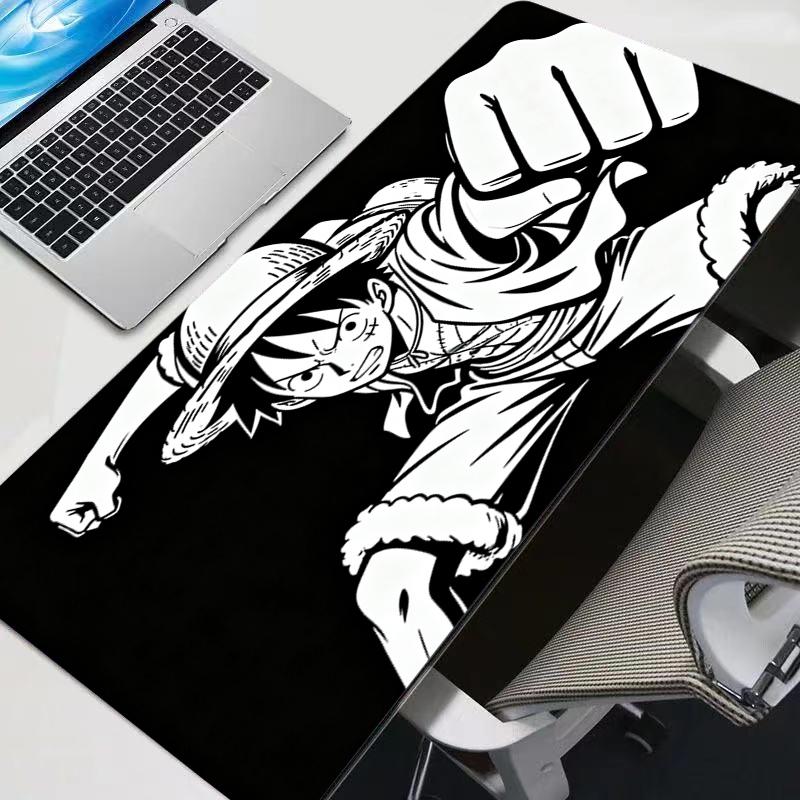 

Mouse Pad Black and White One Piece Luffy Big Gamer Gaming Accessories Speed Keyboard Rubber Lock Edge Desk Mat Laptop Mousepad 30x60x0.2cm