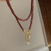 Leichter Luxus High-End Mode Weinrot Edelstein Sternförmige Schnalle Halskette Elegant Und Raffiniert Schlüsselbeinkette Schmuck Geschenk