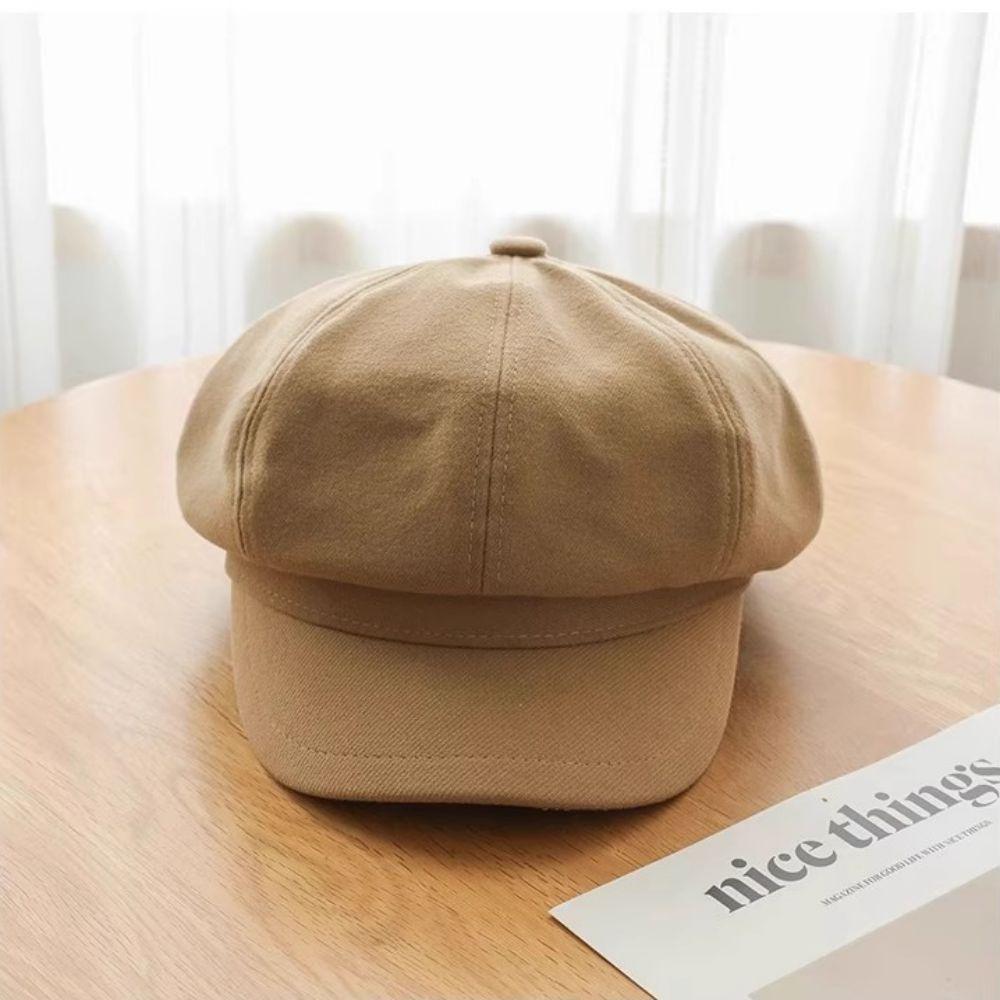 Solid Color Vintage Newsboy Cap Duck Tongue Painter Cap Casual Retro Berets Hat  Female