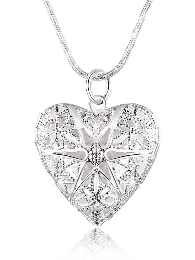 Hot Zinc Alloy Sterling Zinc Alloy Photo Frame Pendant Necklace 18/20/22/24 Inch Snake Chain For Woman Charm Wedding Fashion Zircon