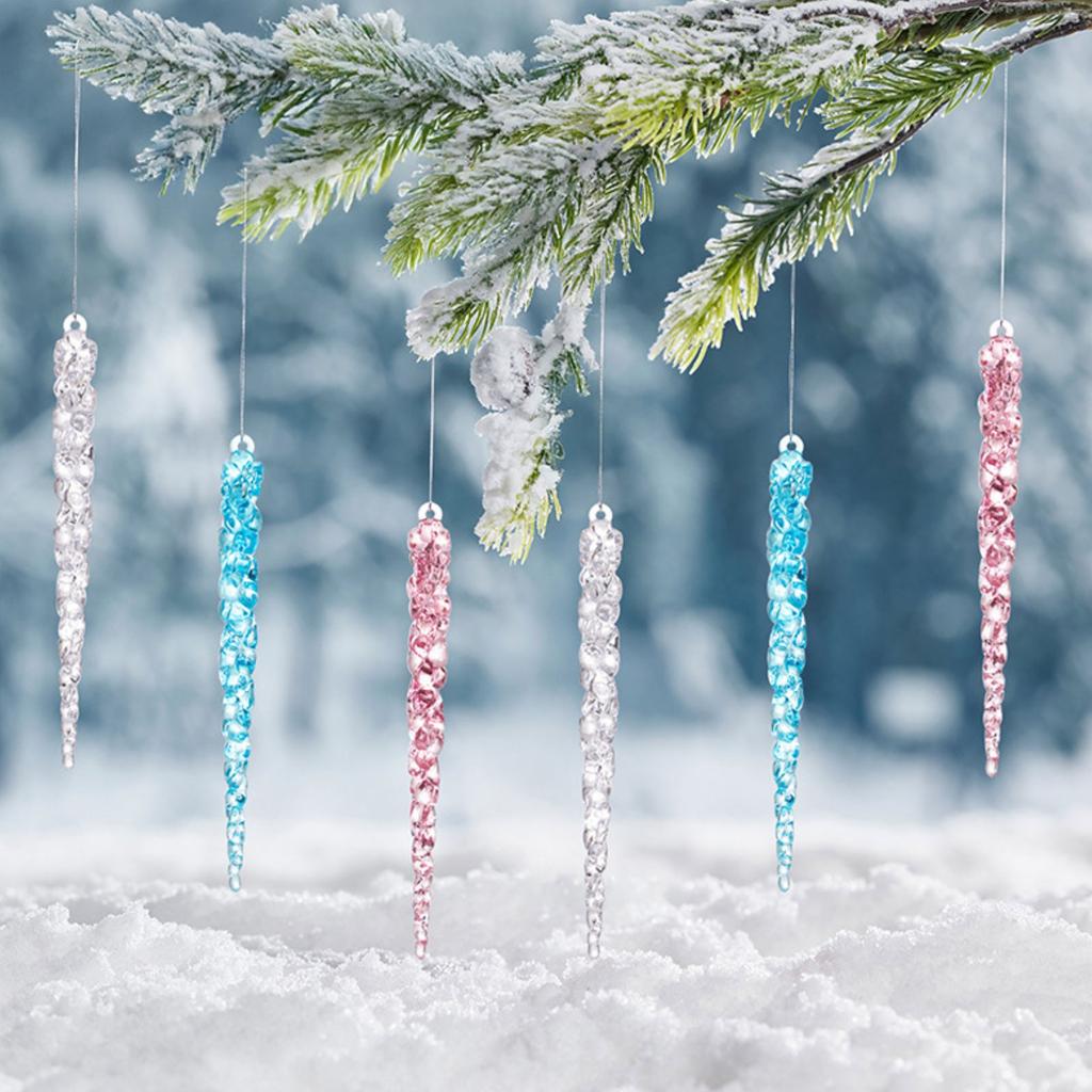 Christmas Transparent Icicle Ornament 12PCS Holiday Festive Tree Hanging Decor Unique Xmas Decor Gift Enthusiast Ornament
