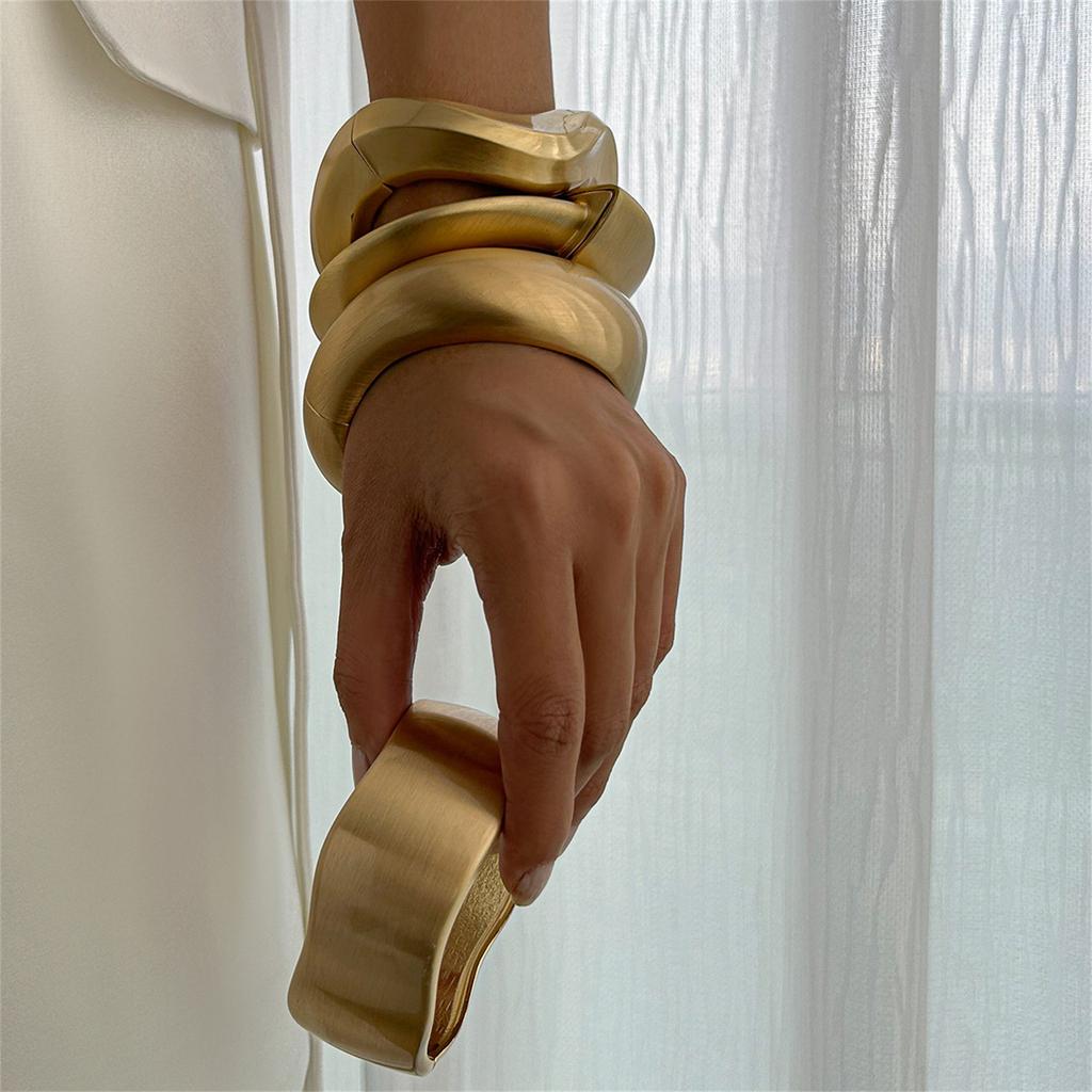 Fashionable Hip Hop Bangles Irregular Wide Cuff Geometric Bracelets Alloy Texture Perfect for Parties and Daily Wear