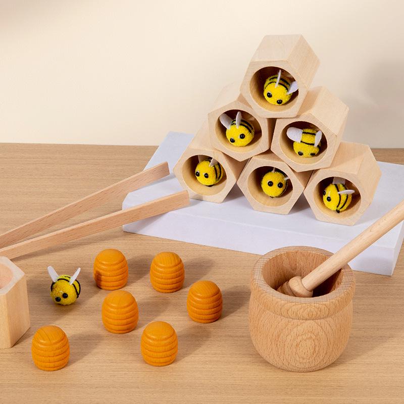 Montessori Wooden Bee Honeycomb Toy for Fine Motor Skills, Ages 3+