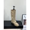 Khaki Pants Tube Boots Knight Boots Women's Boots 2025 Autumn and Winter Vintage Suede Skinny Boots Medium Boots