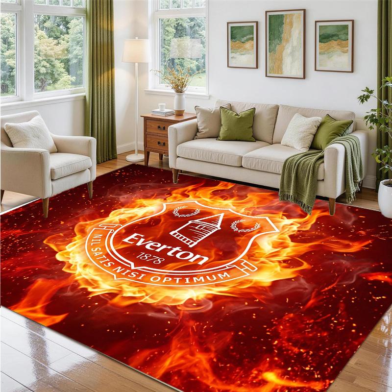 Everton Football Design Crystal Velvet Rug Soft Decorative Mat for Bedroom Entrance
