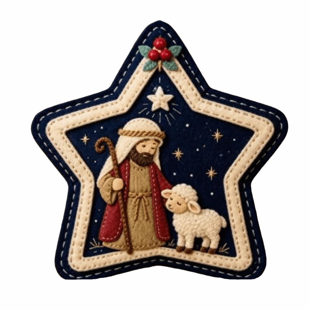 Unique Star Shape Nativity Scene Felt Pendant Home Decor Cartoon Jesus Hanging Ornament Xmas Tree Christmas Tree Ornament Home