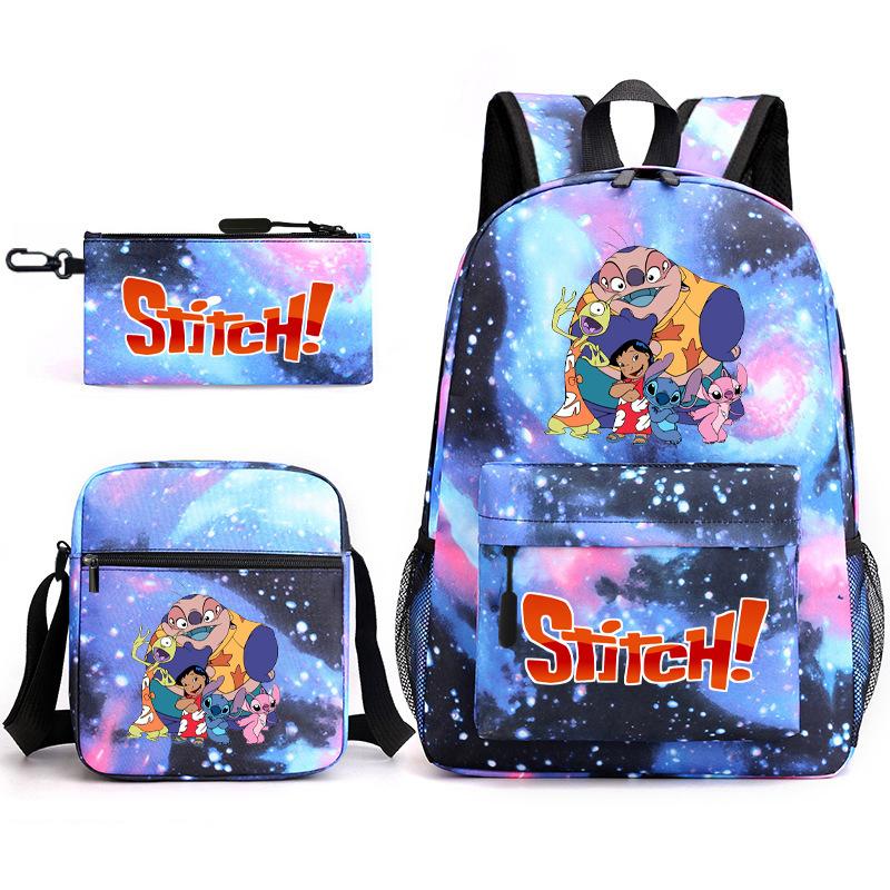 School Season Student Backpack Heat Transfer Backpack Satchel Pencil Bag Three-Piece Set
