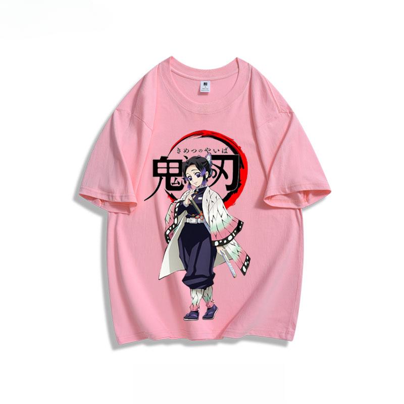 Popular anime demon slayer print 100% pure cotton short sleeved summer men's outdoor casual fashion comfortable streetwear