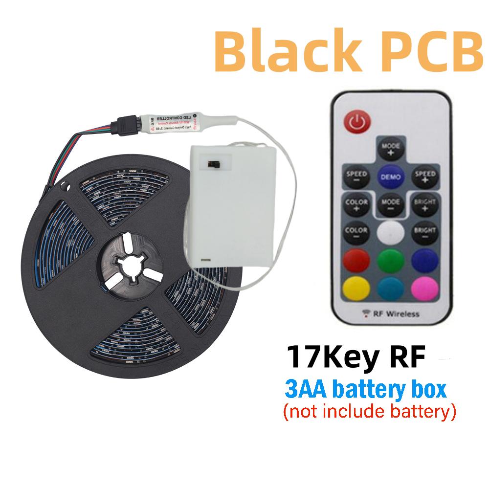 5V 5050 RGB LED Strip Light Battery Powered by 3xAA Waterproof Flexible TV Backlight with 3 17 24 Key Remote Control