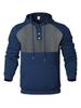 New Casual Men's Hooded Sweatshirt Contrasting Color Splicing Plus Velvet Pullover Handsome Top