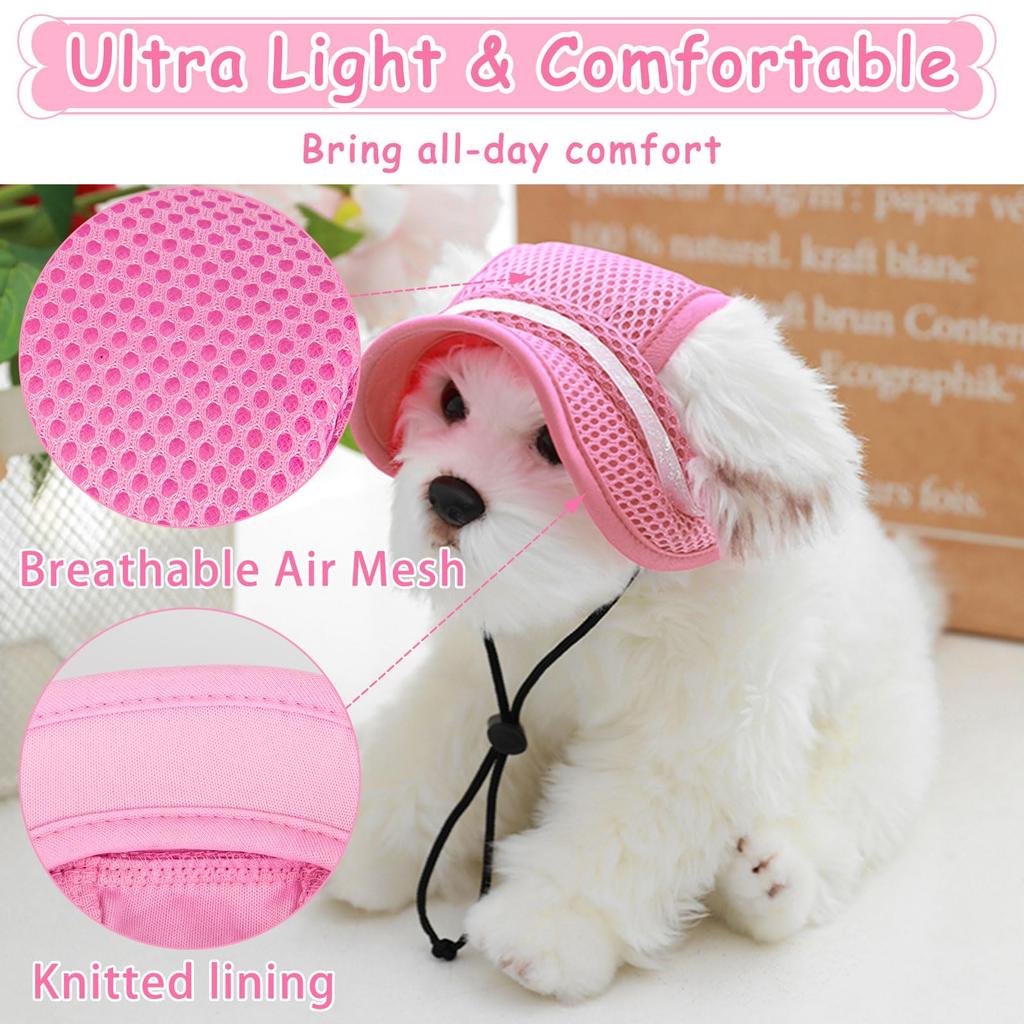 Adjustable Pets Hat Polka Dot Dog Hat with Ear Holes Breathable Mesh Sun Cap for Dogs Outdoor Sun Cap Pet Outdoor Hat Supplies