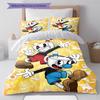 Cuphead Cute Cartoon Pattern Bedding,Quilt Set Quilt Cover Pillowcase Home Birthday Gift (1 * Duvet Cover + 2 * Pillowcase, Without Core)
