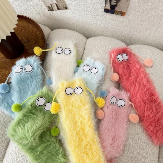1 Paire Chaussettes Polaire Imitation Vison Femme Ultra Chaud Yeux Grands 3D Dessin Animé Chaussettes Coupe Élastique Doux Épais Confortable Chaussettes Thermiques