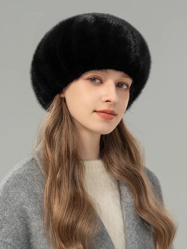 Luxury Women's Winter Bucket Hat Elegant Warm Fashion Real Mink Fur Cap for Casual Travel Cycling-Factory