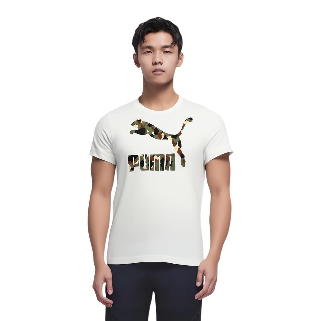 Puma Sport Logo Casual Breathable Short Sleeve T-Shirt Men Tops White 588012-02