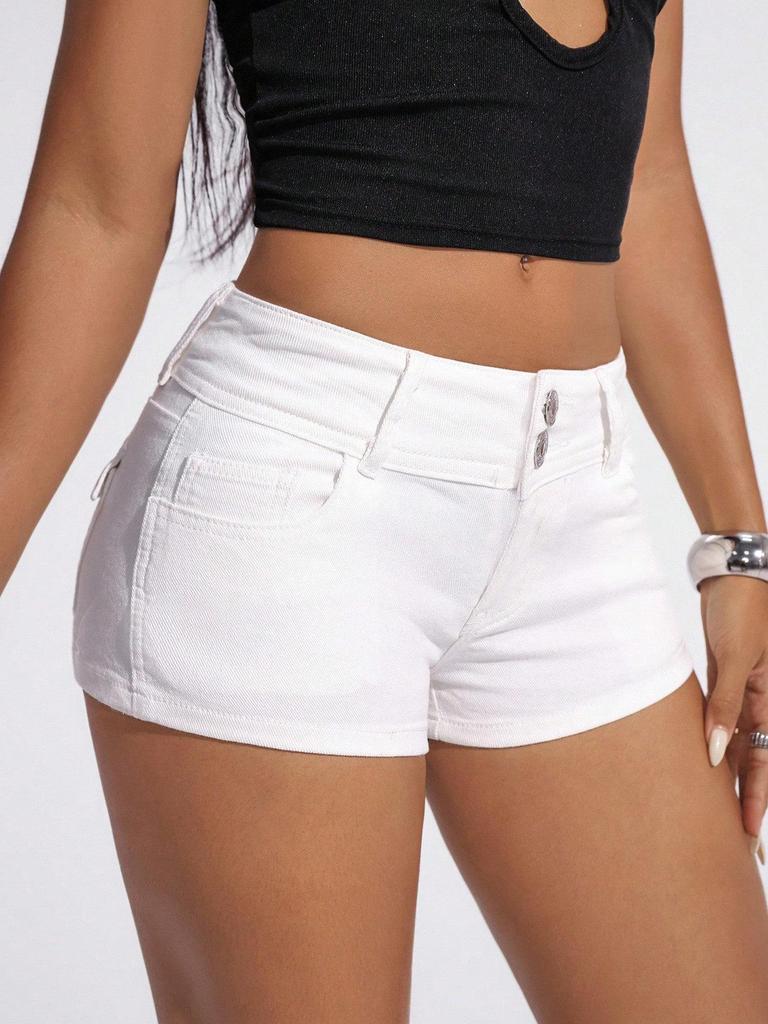 European & American Style Women's High-Waisted White Denim Shorts - Sweet Girl Style