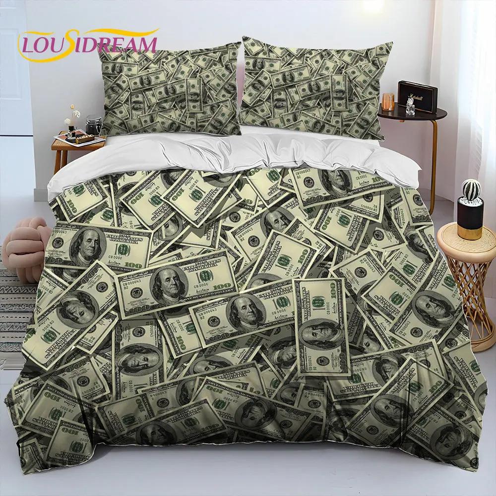 3D Printed Euro Currency Pattern Bedding Set Duvet Cover Pillowcase Fashion Design Three-Piece Set