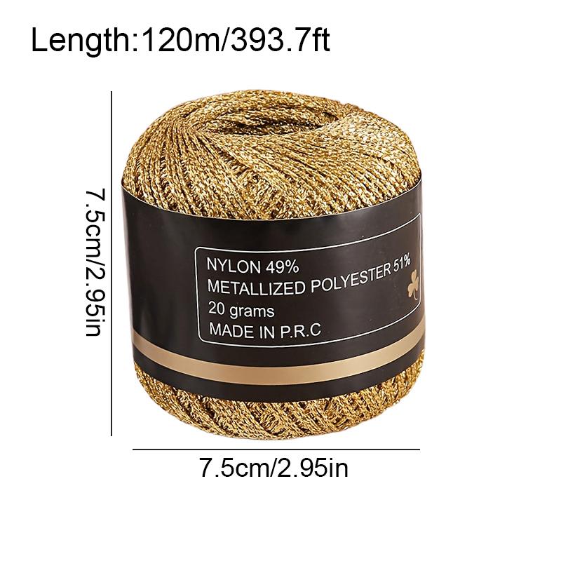 120m PET Vielseitiges Gold Silber Flexibles Metallicgarn Funkelnd Handgewebt Glänzend 2mm Langlebig Glänzendes Garn Handwerksqualität