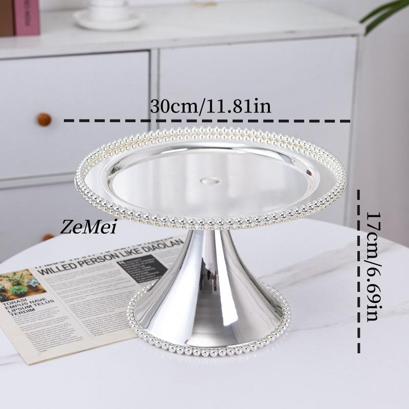 European Style Plated Circle Shape Fruit Plate,Silver Pearl Droplet Alloy Disc Home Cheese Food Tray,Snack Disc Table Decoration