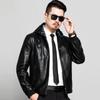 Young men's leather jacket spring and autumn new hooded casual dad autumn clothing 40 years old 50 years old jacket men's clothing