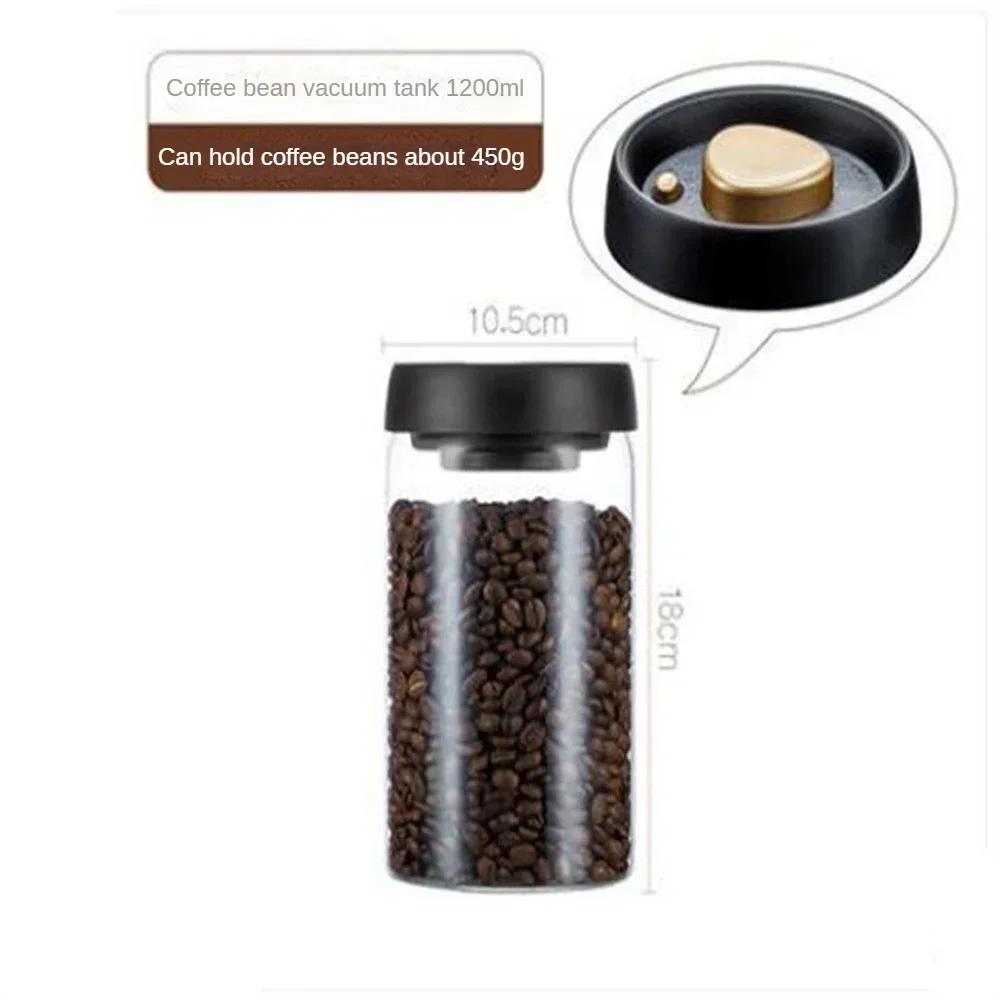 Transparent Glass Food Storage Jars, Vacuum Sealed Tank, Moisture-Proof,  Airtight Container, Coffee Beans, House