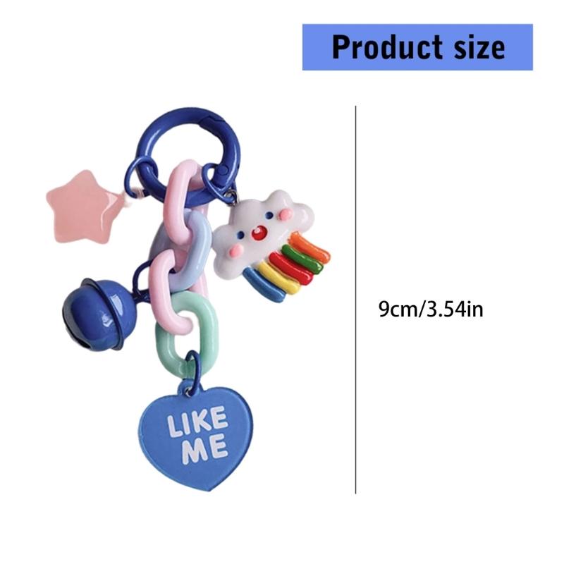 Unique Moon Cloud Star Bell Heart Pendant Keychain Handmade Colorful Resin Keyring Accessory Handbag Accessories