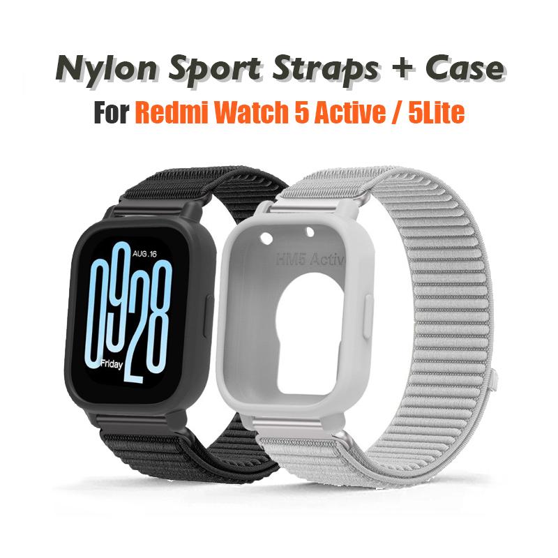 Nylonowy pasek sportowy + etui TPU do Xiaomi Redmi Watch 5 Lite / 5 Active Miękki pasek na nadgarstek Osłona obudowy Akcesoria zamienne