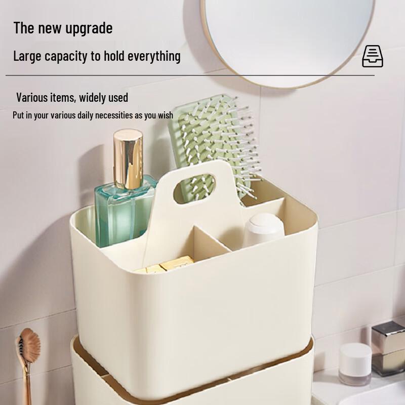 

Desktop Storage Baskets with Handle & Compartments, Small (3-Pack)