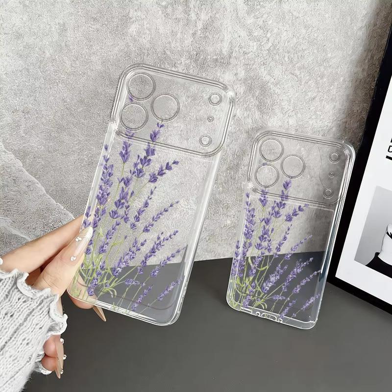 Elegance Purple Lavender Pattern Clear Case For Samsung Galaxy S26 S25 S24 S23 S22 S21 S20 Ultra Plus FE A53 A72 A71 A73 Cover