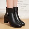 2026Winter Women's Boots Fashion Casual Leather Boots Luxury Pointed Thick Heel Ankle Boots for Women Plush Warm Snow Boot Botas