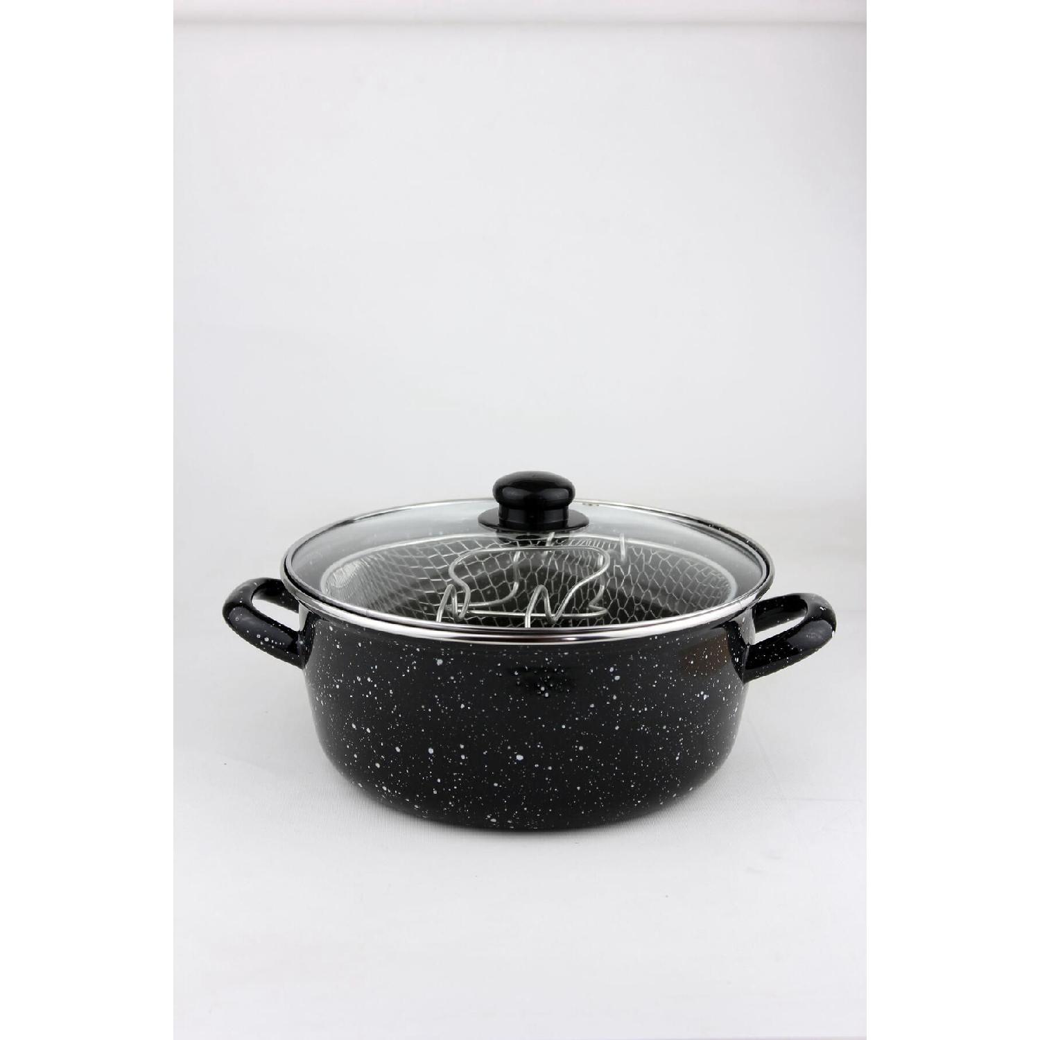 

Thick Enamel Large Size Frying Pot Fritous 24 Cm чорний