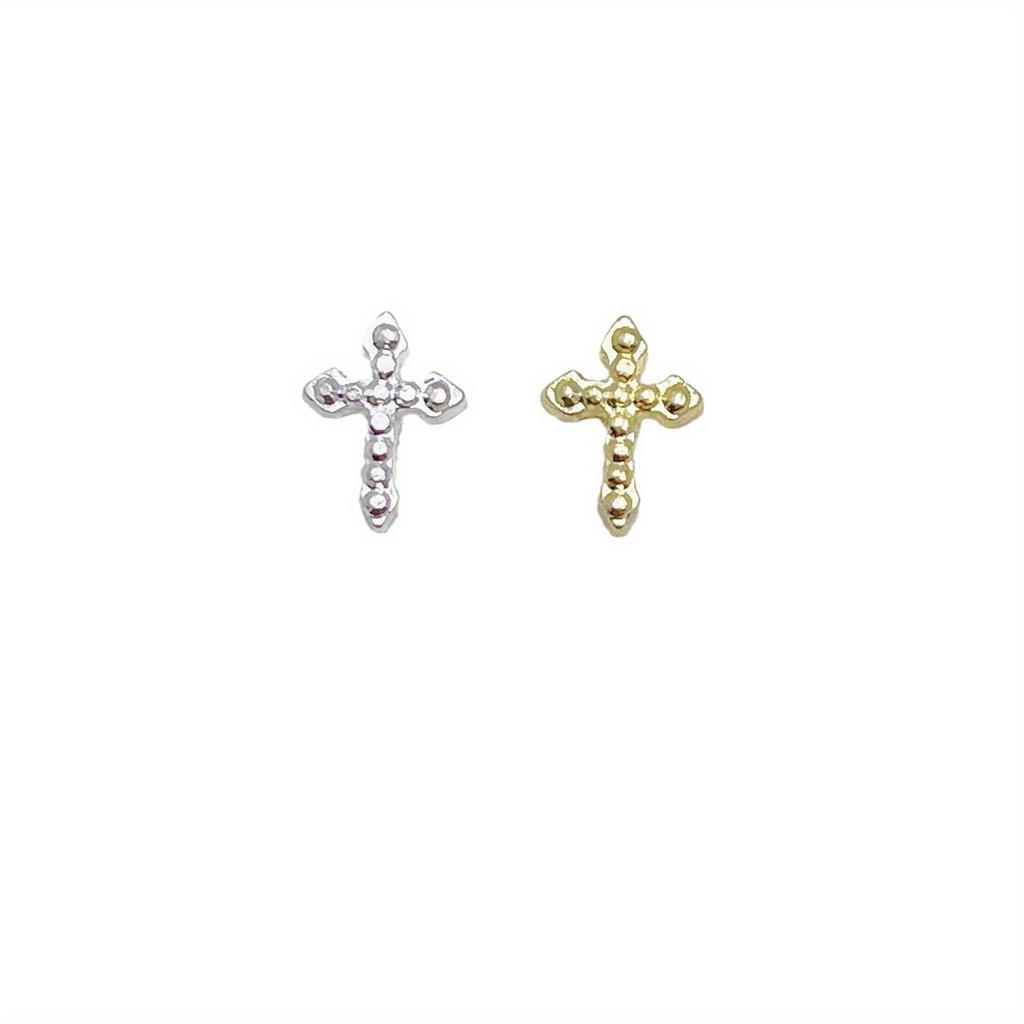 100pcs Vintage Cross Silver Alloy Nail Stickers