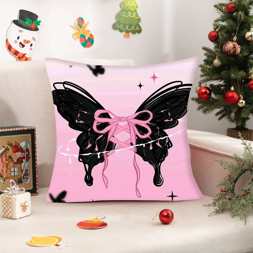 1PC Luxury Pink cute butterfly Pillow Case Square  Bedroom Sofa Leisure Comfort Cushion Car Home Decoration Pillowcase 40x40