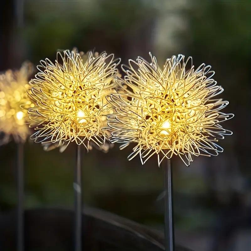1PCS Solar Dandelion LED Garden Lights,Stainless Steel Outdoor Lawn Lamp,Landscape Decoration for Villa,Balcony,Courtyard,Garden