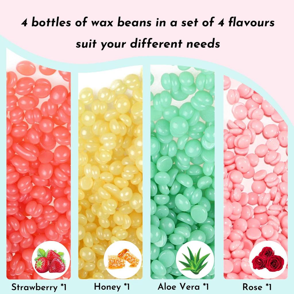 Perfect Halloween Gift Set-WUWUVISTA 1600g Wax Bean Set(400gX4), Hair Removal Hard Wax Beads for Wax Heater Painless for All Hair Types/Body/Face/Leg