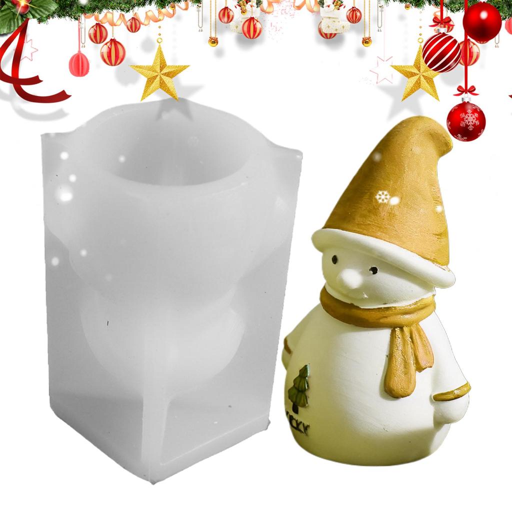 Santa Claus Snowman Silicone Mold 3D Non-Stick Candles Christmas Candy Molds DIY Christmas Gypsum Ornament Christmas Decoration