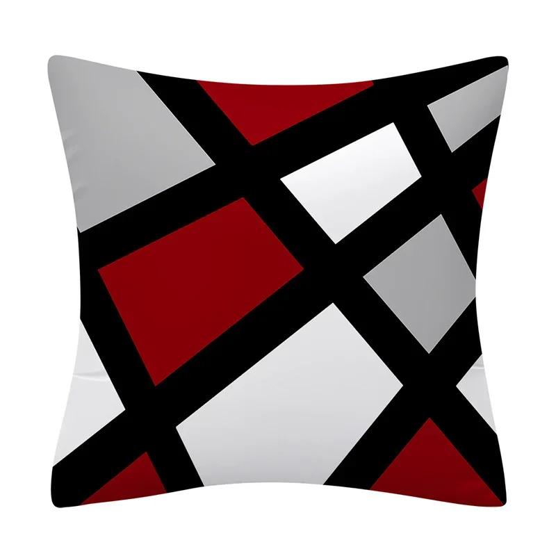 45X45Cm Red Series Geometric Pillowcase Abstract Pachwork Square Cushion Cover Sofa Car Waist Throw Pillowslip Home Decor