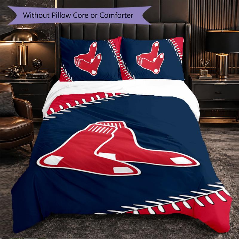 Boston Red Sox Pattern Microfibra Set Biancheria da Letto 3 Pezzi Decorazione Copripiumino Set Per Camera da Letto Uso Domestico